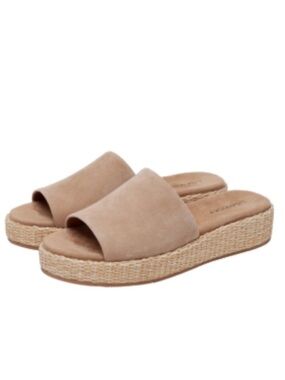Lisa Vicky Smile Platform Slide Suede Sandal‎ Tan Camel Women's Size 10 NWOT
